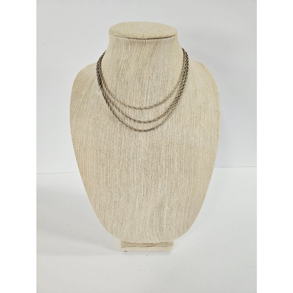 Vintage Ultrafine 999 Fine Silver USA Signed Triple Strand Chain Linked Necklace